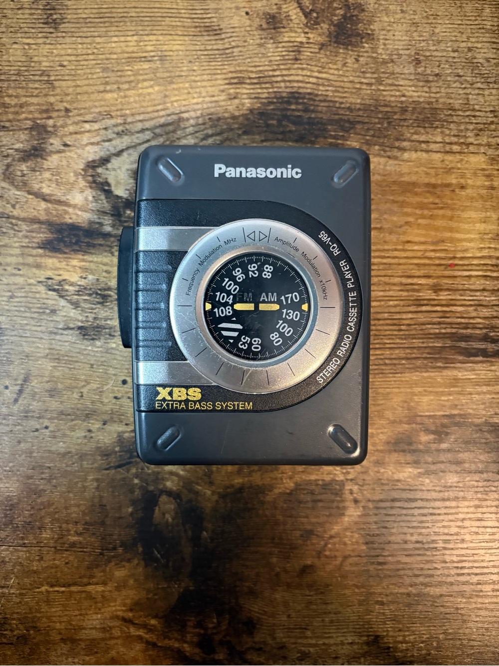 Panasonic Gray and Black Portable Cassette Player with XBS Dial Tuner